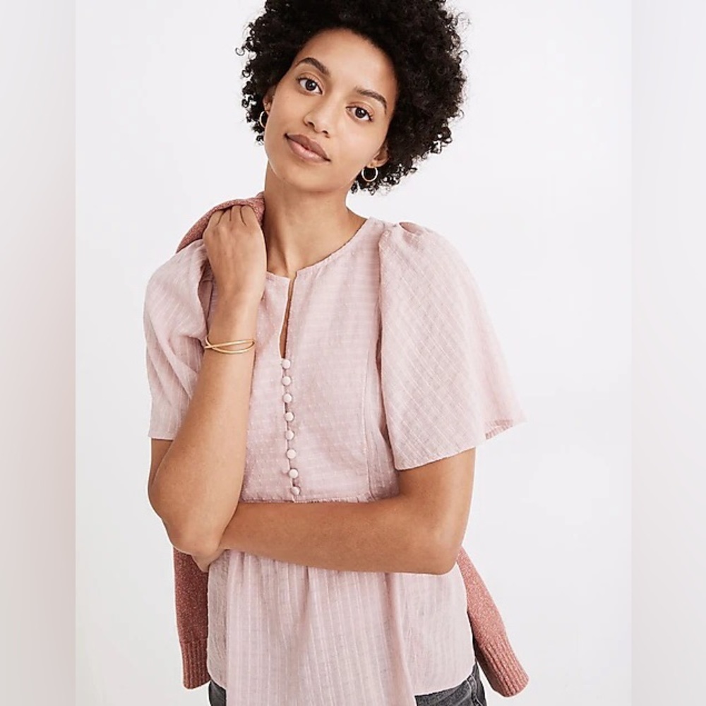 Madewell Courtyard Flutter-Sleeve Top, size small